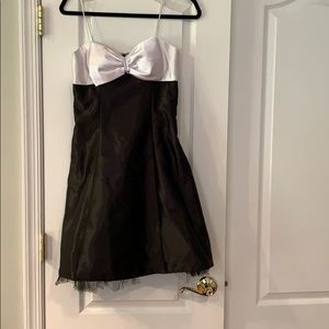 Black & White satin cocktail dress with bow